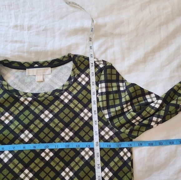 Michael Michael Kors Evergreen Plaid Long-Sleeve Holiday Dress size Medium - Picture 4 of 7